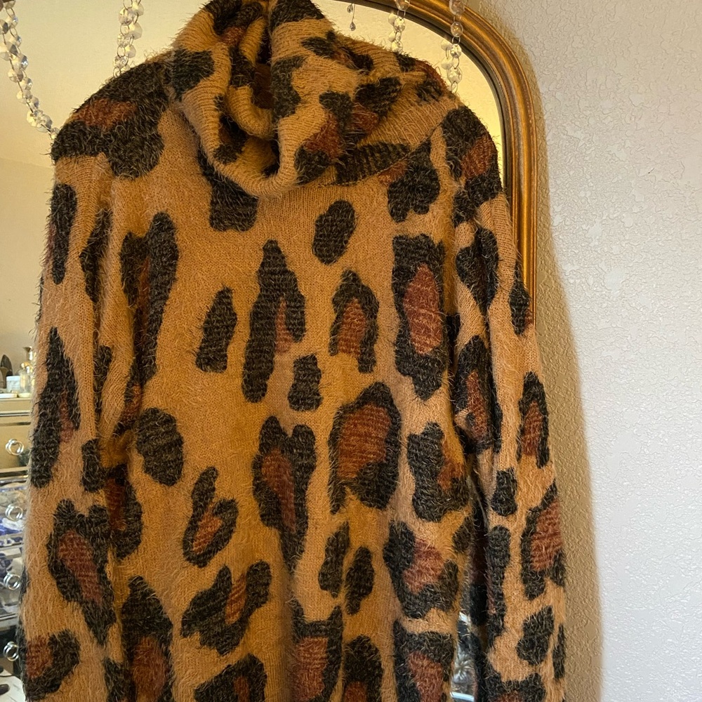 Show Me Your MuMu Leopard Print Fuzzy Sweater